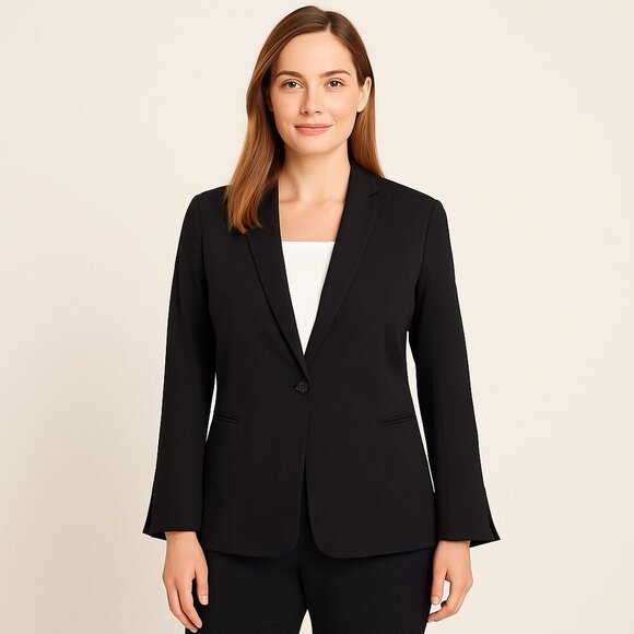 Who What Wear Medium Black Slit Sleeve Blazer Classic Minimal Workwear Preppy - Picture 1 of 8